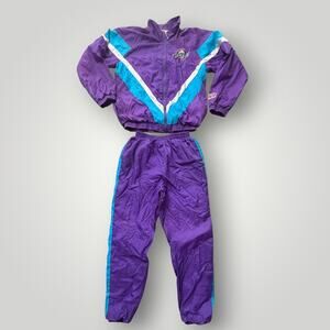 90s Utah Jazz NBA Track Suit Windbreaker Set Purple Teal Youth XL 18 -L28